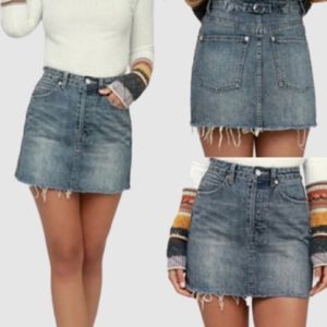 Free People We the Free Button Fly Distressed Denim Skirt size 25